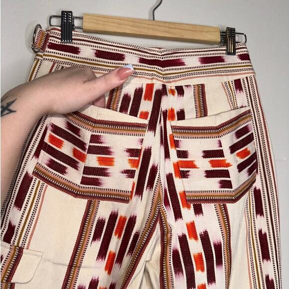 Alix of Bohemia Painter Indian Summer Wide Leg Pants Size XS Cream Burgundy - Picture 9 of 10